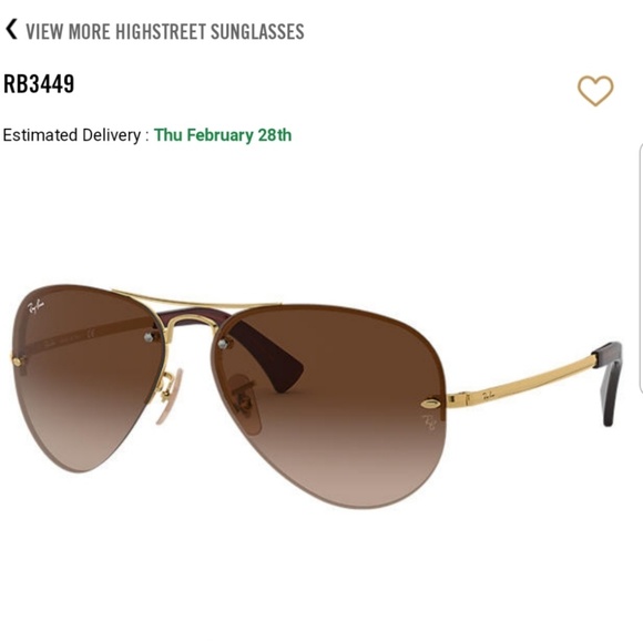 Ray-Ban Accessories - RayBan Gold Brown Gradient Lens Aviator Sunglasses